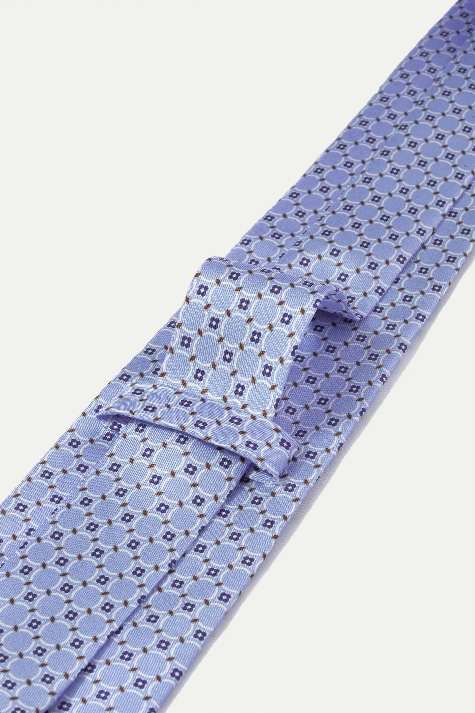 Light blue fancy printed silk tie - Made In Italy