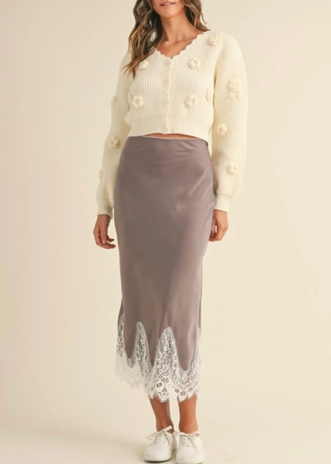 Livone Satin and Lace Skirt