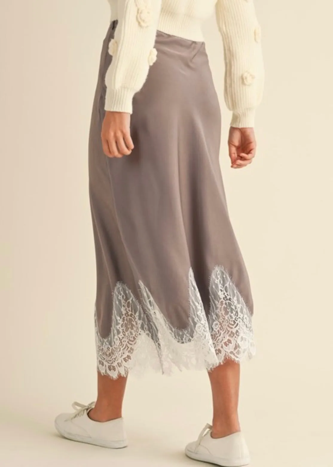 Livone Satin and Lace Skirt