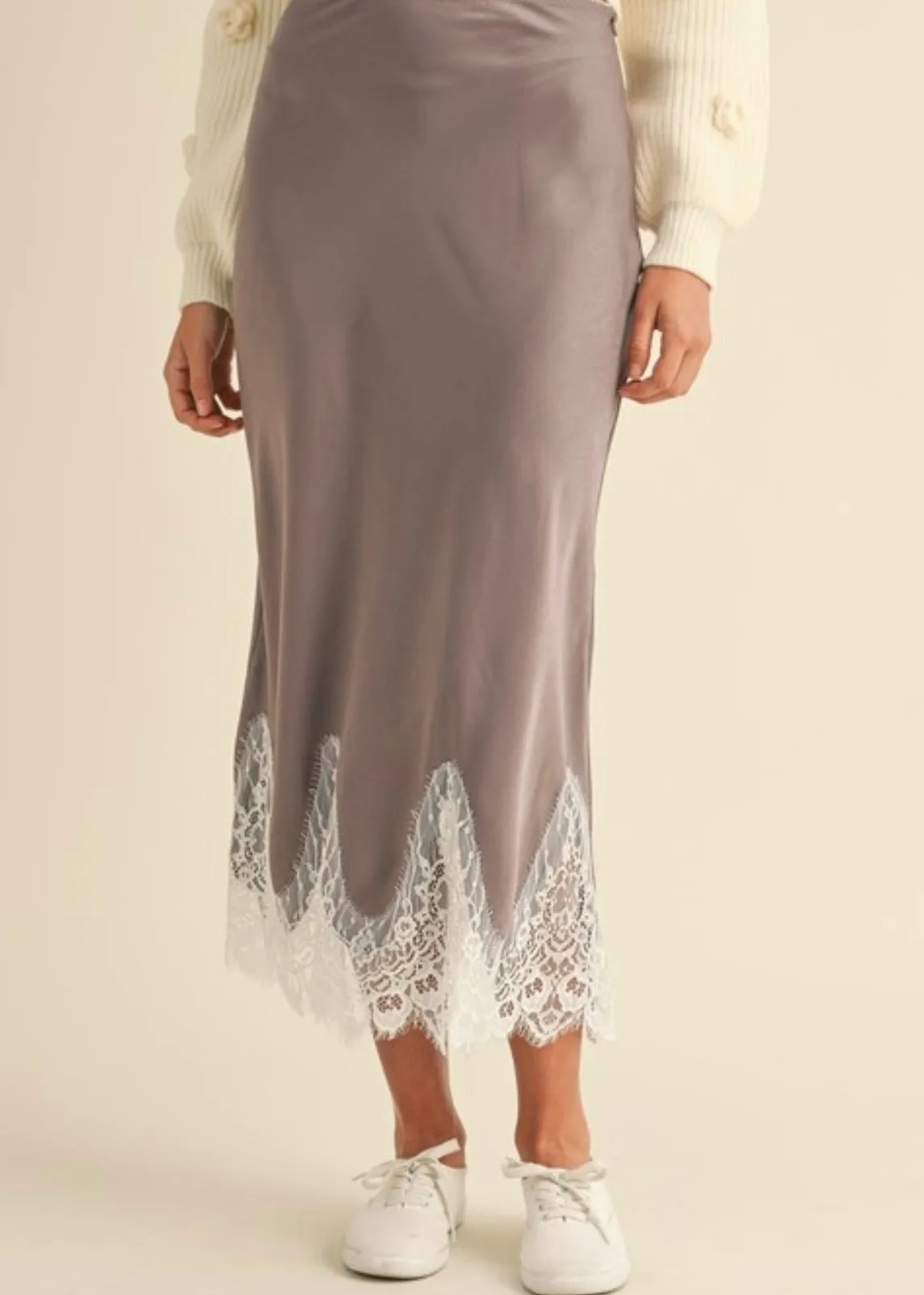 Livone Satin and Lace Skirt