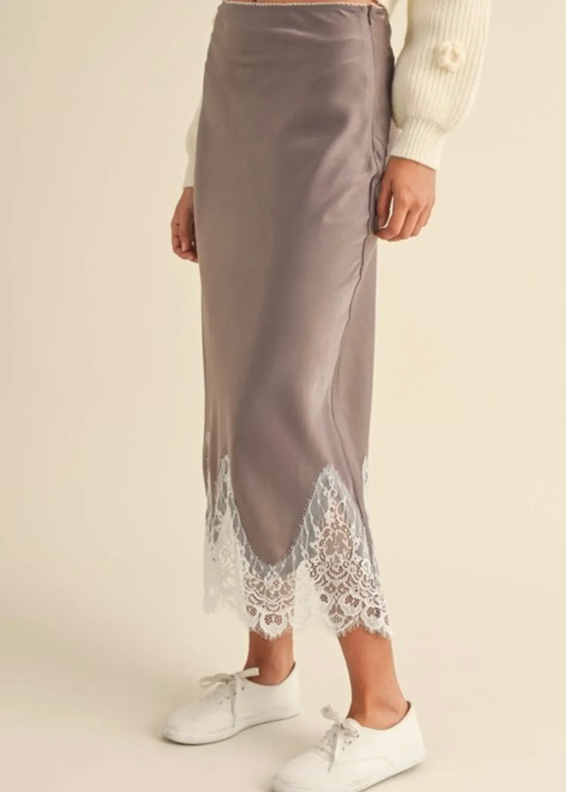 Livone Satin and Lace Skirt