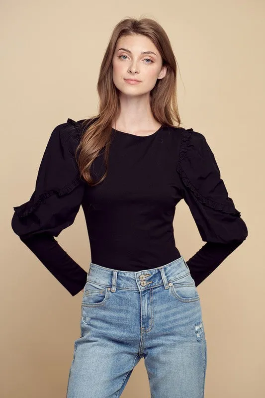 Long Puff Sleeve Bodysuit