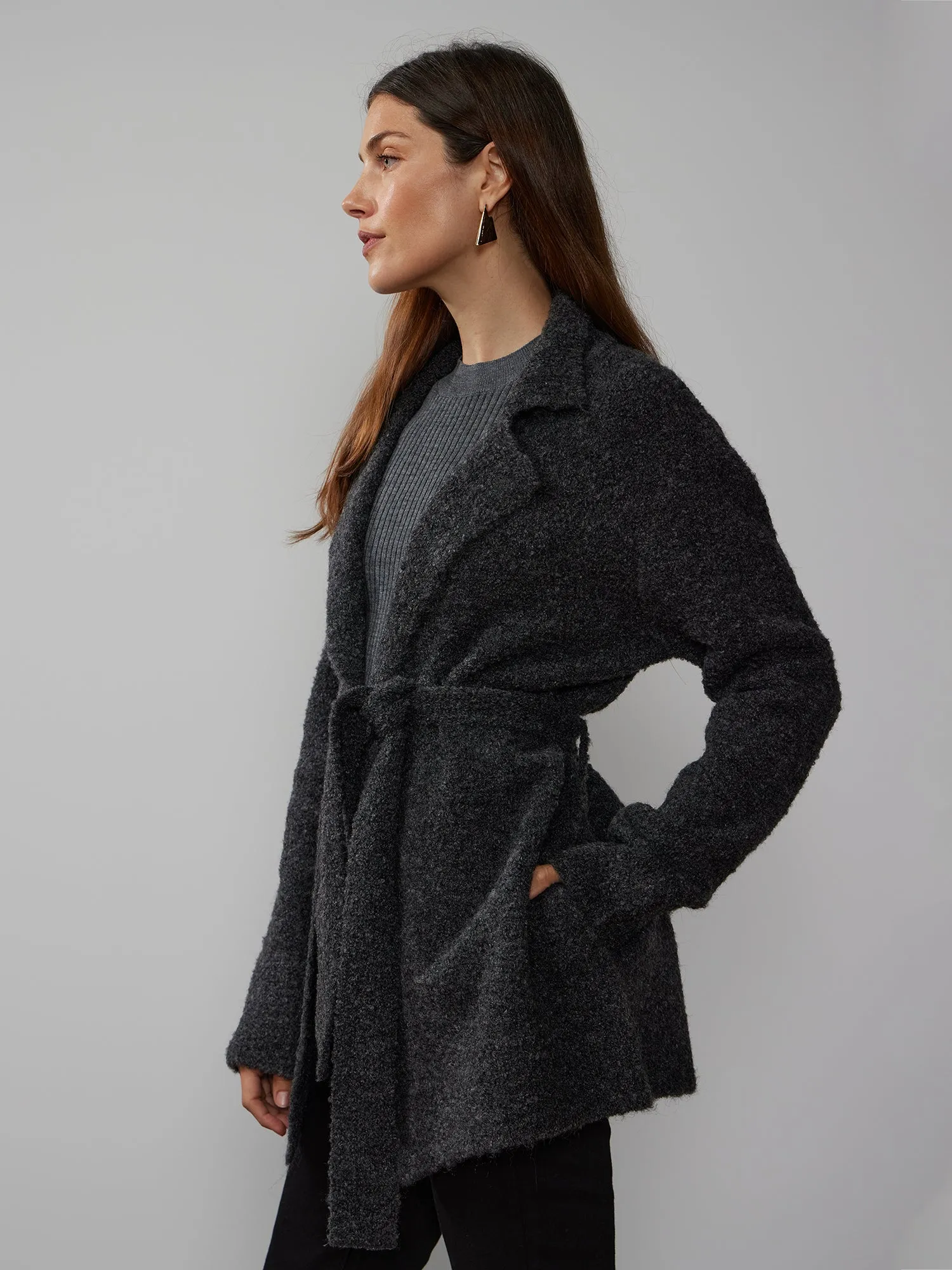 Long Sleeve Boucle Cardigan