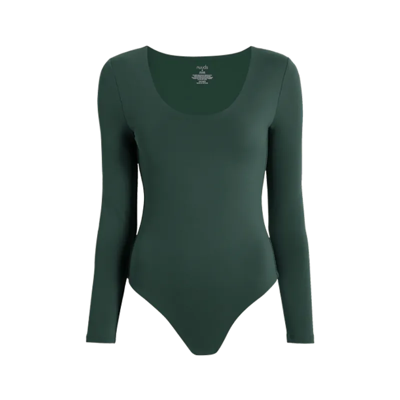 Long Sleeve Scoop Neck Bodysuit | Evergreen