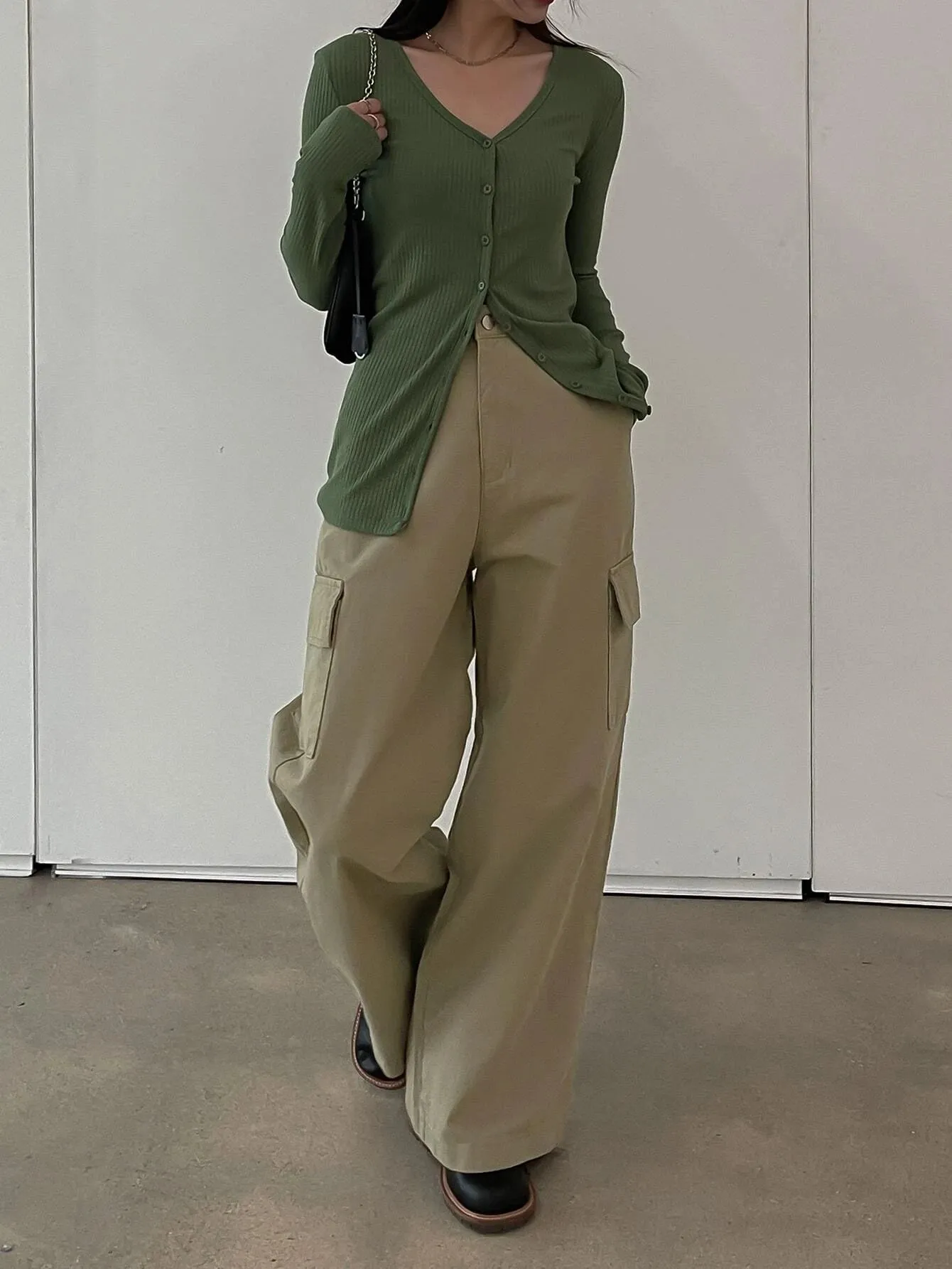 Loose Wide Zipper Cargo Pants