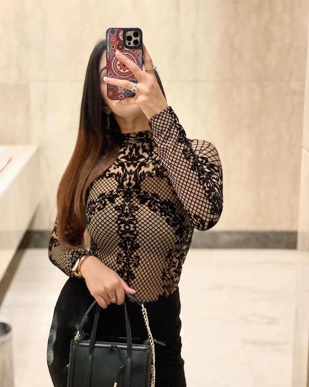 Luxe Allure: Sheer Long Sleeve Lace Bodysuit