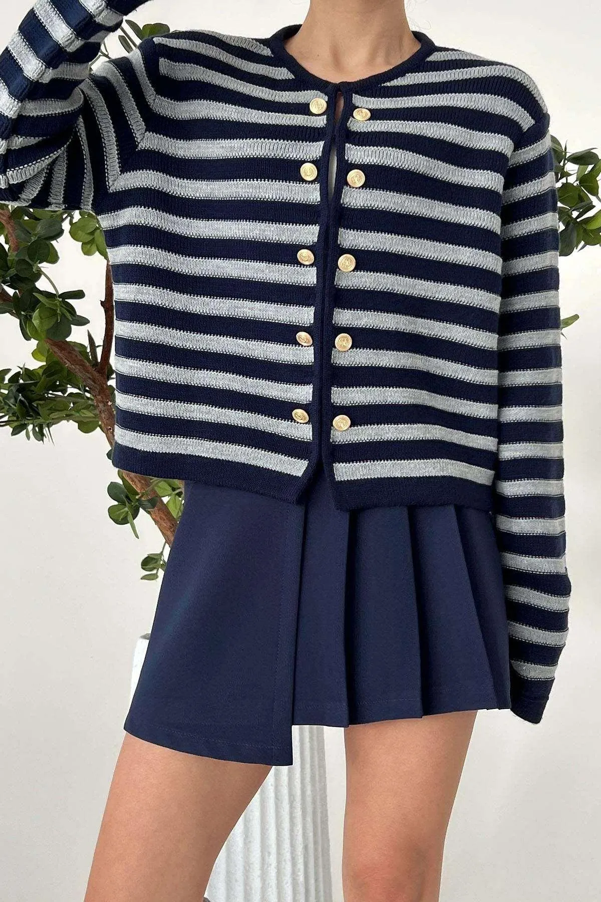 Lyla Double Button Striped Cardigan