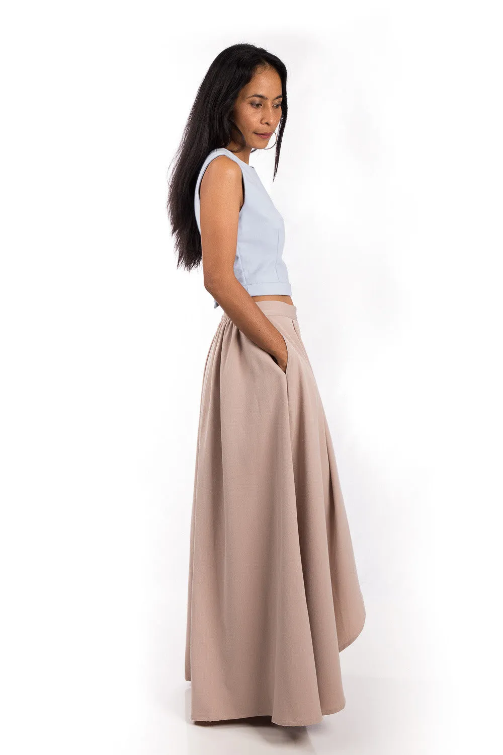 Maxi Skirt,  Split Skirt, Beige Skirt