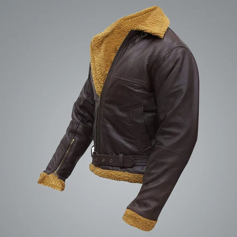 Men B3 Flying Aviator Pilot Shearling Jacket