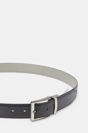 Men Black And Grey Belt With Twist Buckle