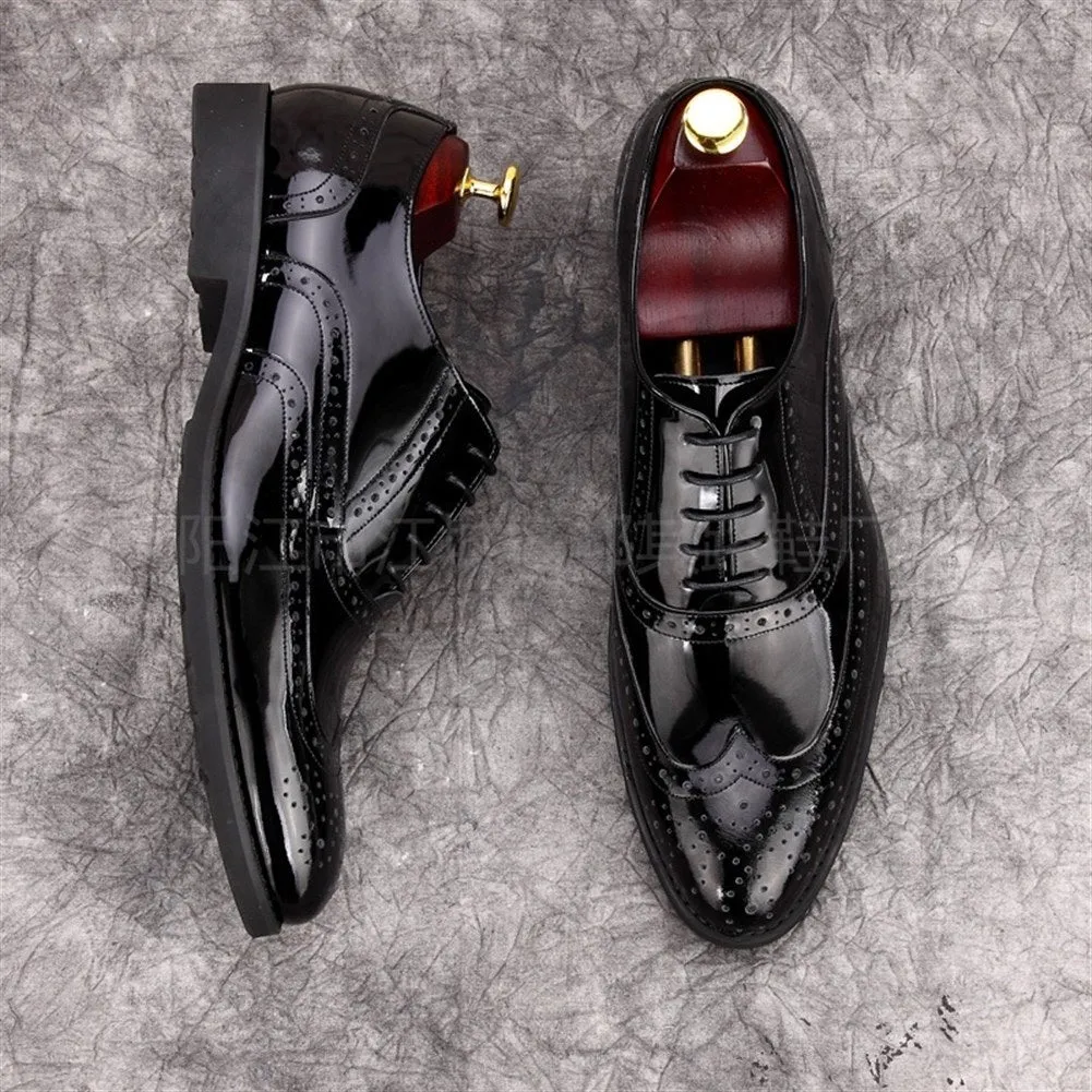 Men Wing Tip Brogue Lace Up Flat Formal Shoes