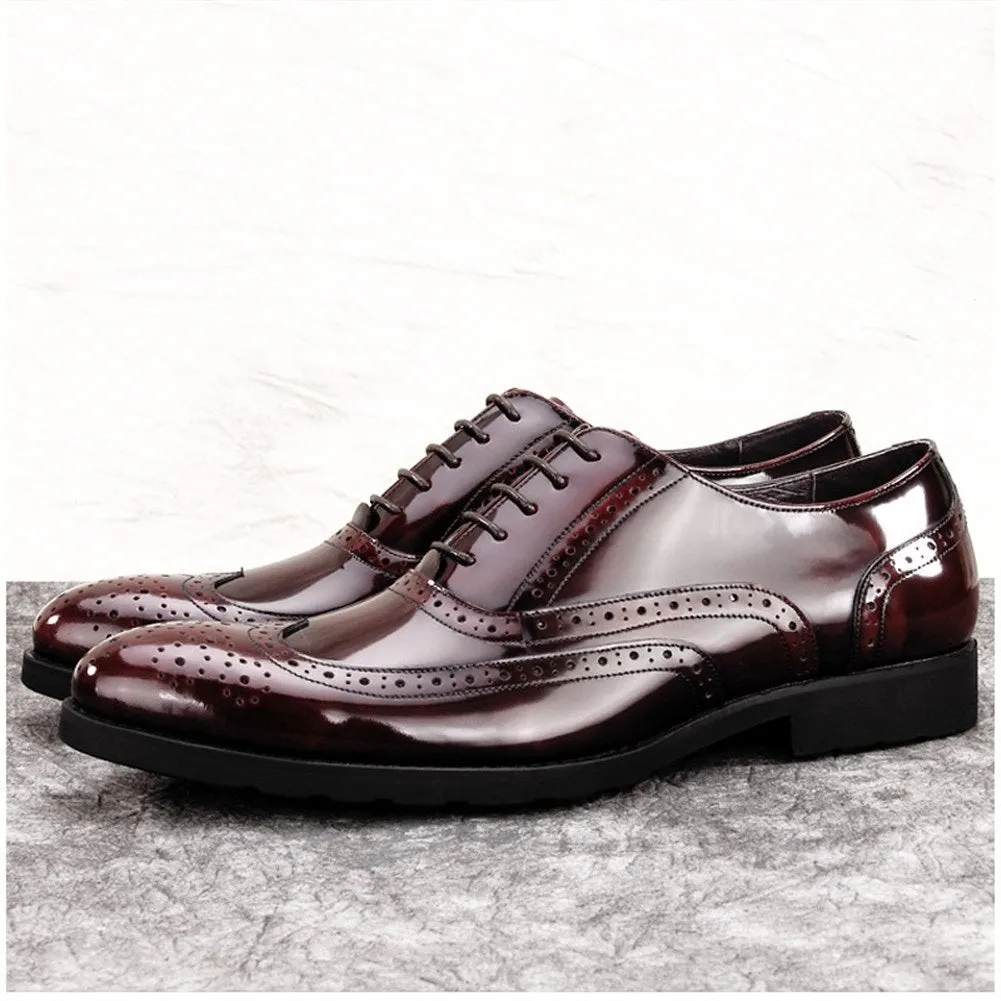 Men Wing Tip Brogue Lace Up Flat Formal Shoes