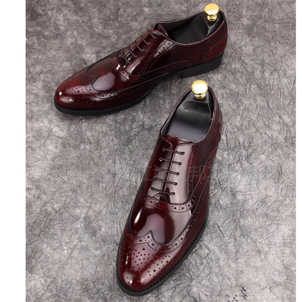 Men Wing Tip Brogue Lace Up Flat Formal Shoes