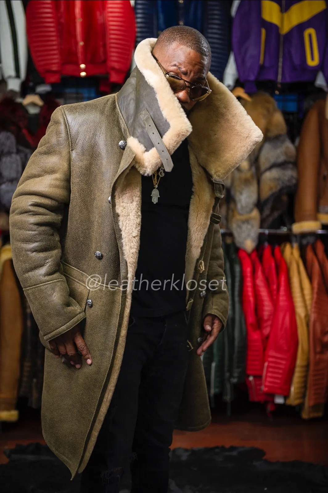 Men's Bane Shearling 3/4 Jacket [Olive Green]