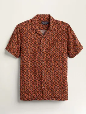 MEN'S SHORT-SLEEVE LINEN CAMP SHIRT - Red Spice Medallion