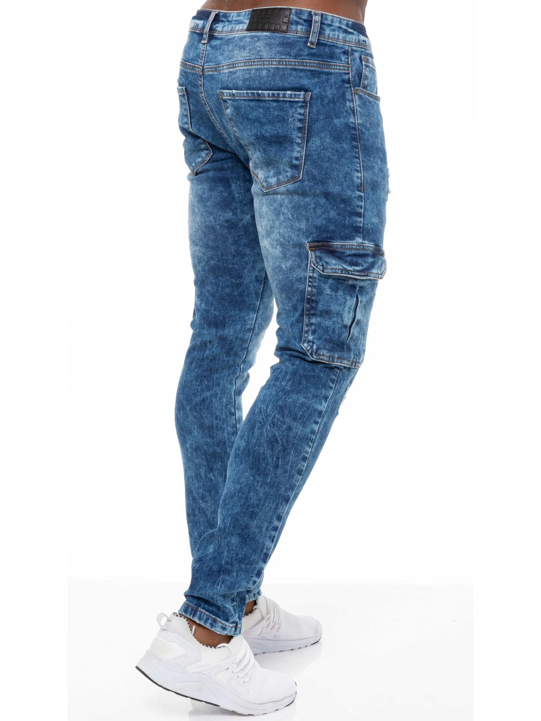 Mens Skinny Stretch Distressed Denim Jeans | Enzo Designer Menswear