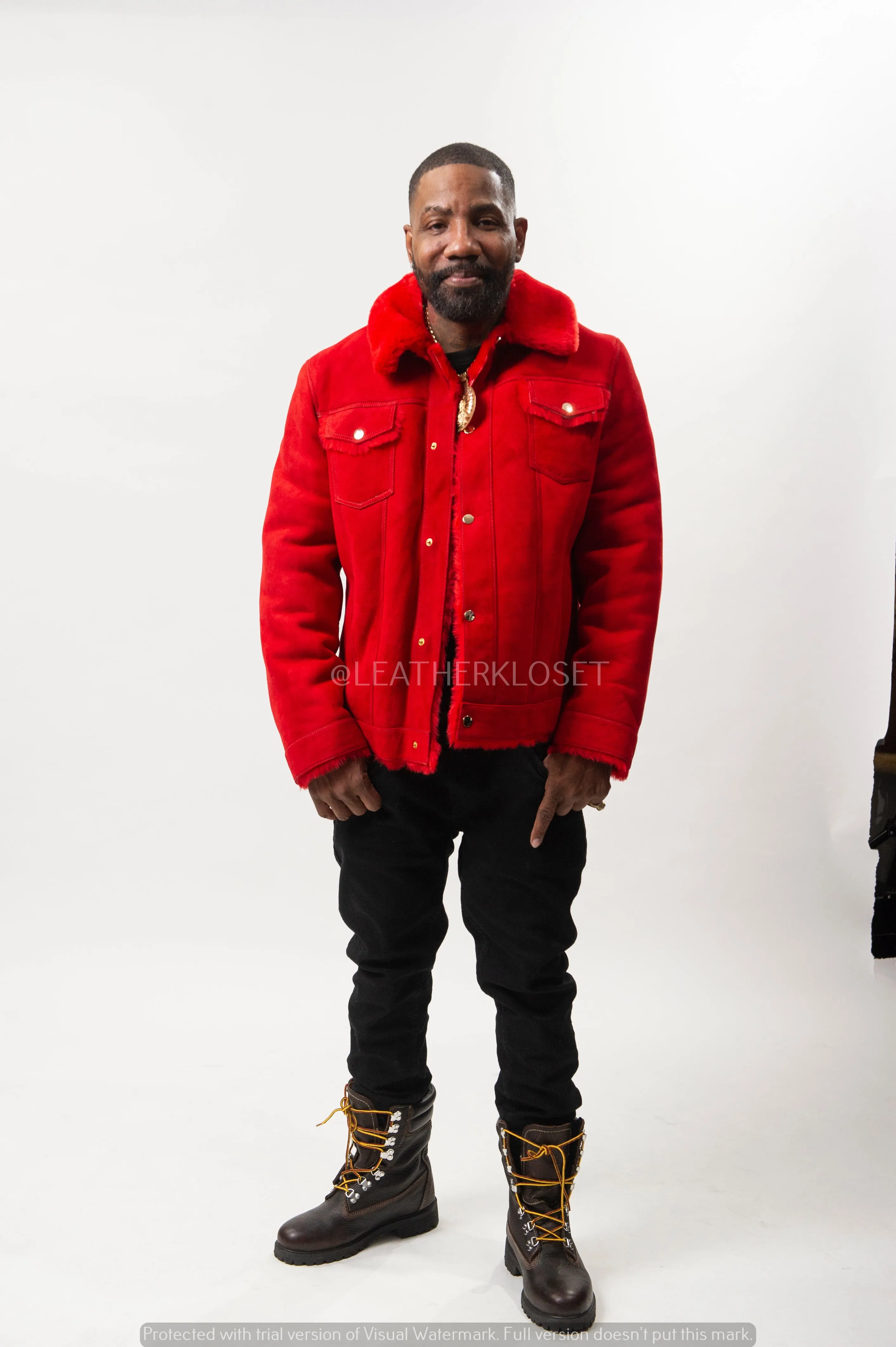 Mens Troy Shearling Jacket [Red]