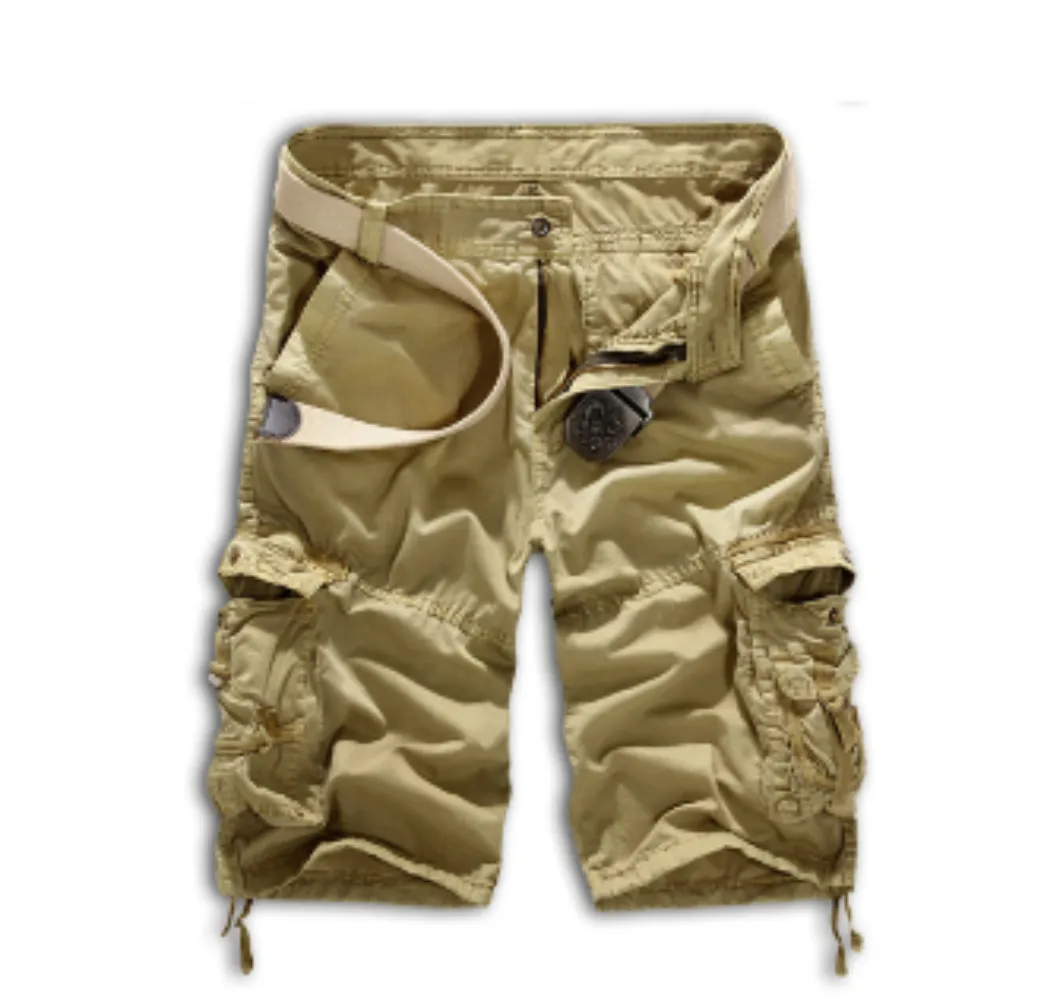 Mens Yellow Long Cargo Shorts