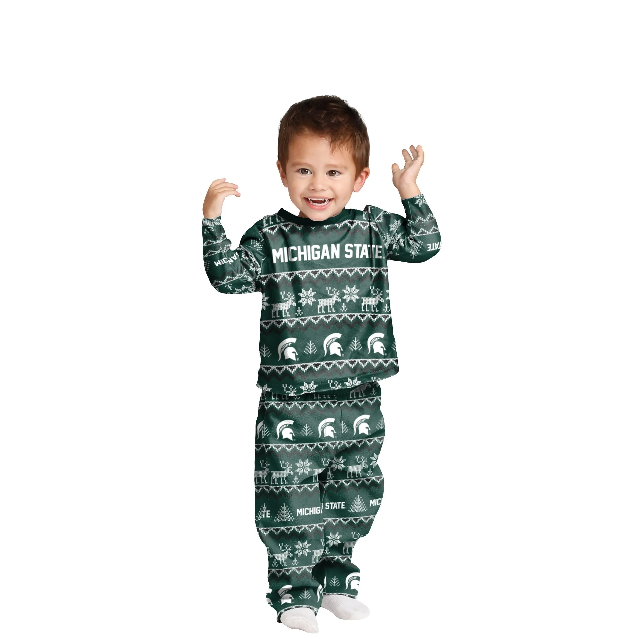 Michigan State Spartans NCAA Ugly Pattern Family Holiday Pajamas