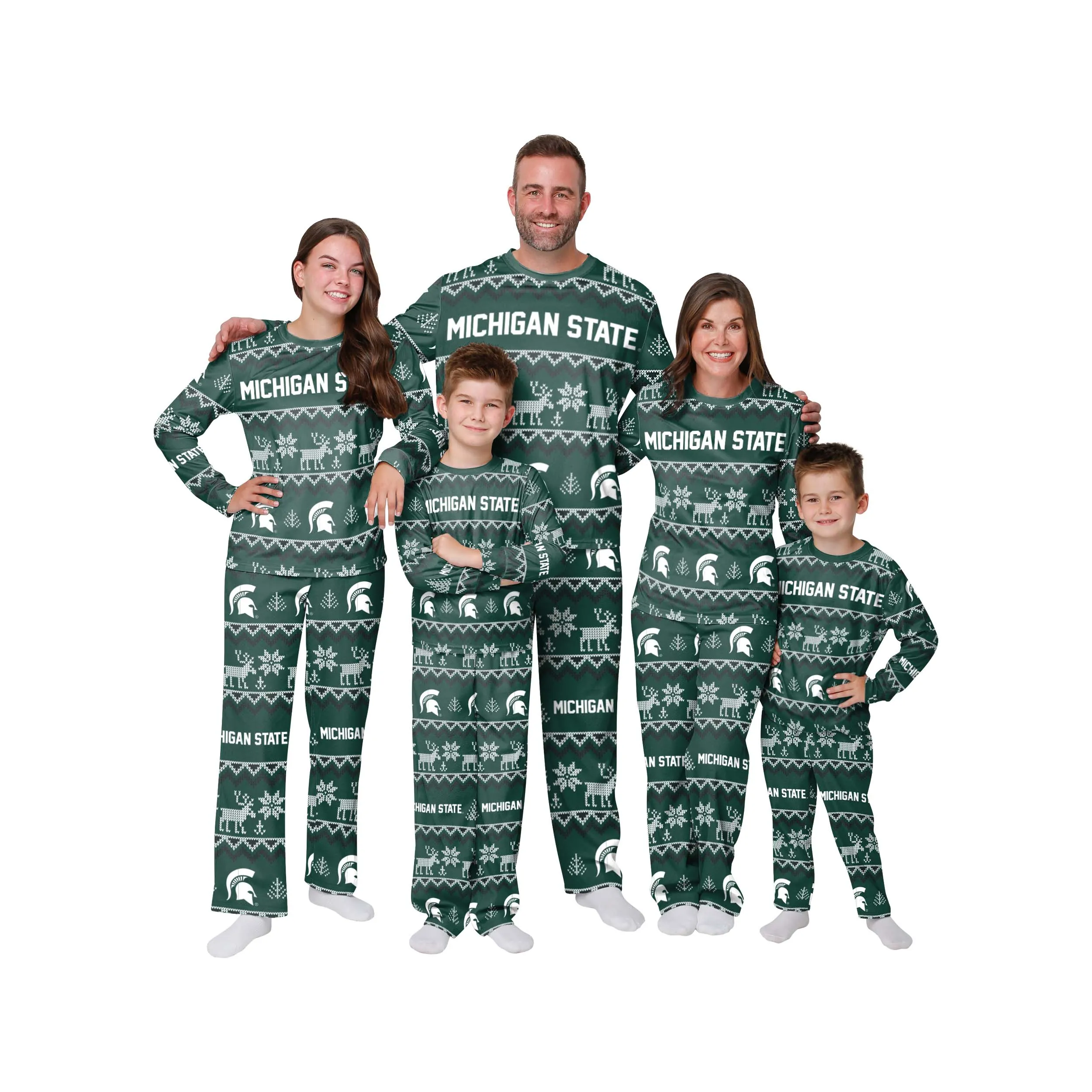 Michigan State Spartans NCAA Ugly Pattern Family Holiday Pajamas