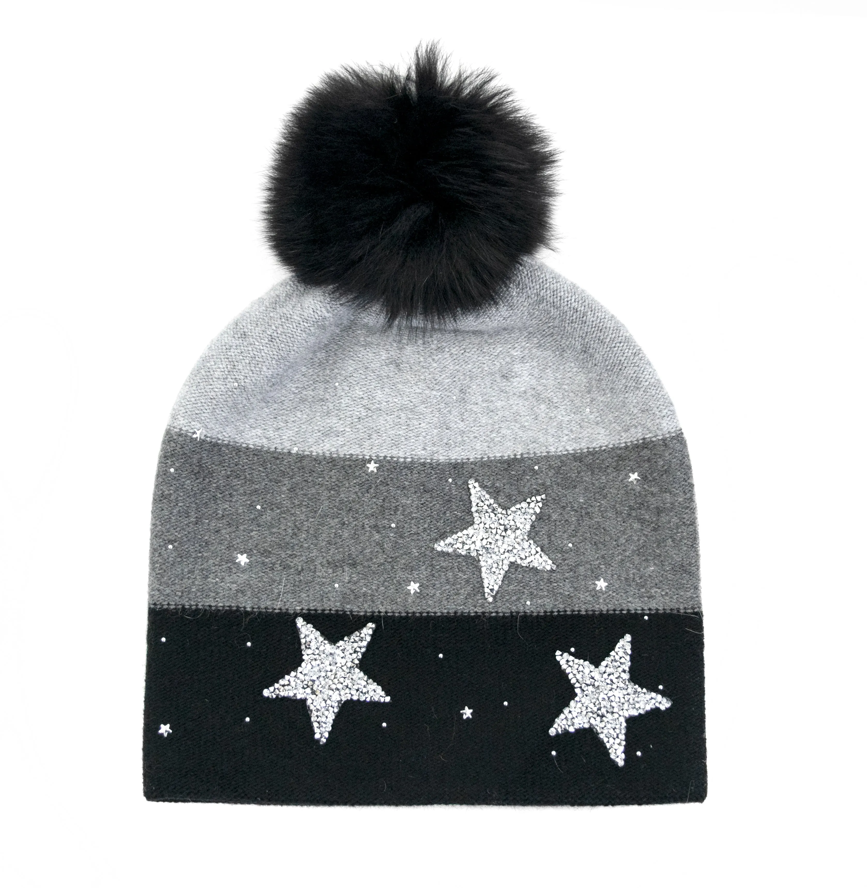 Mitchie's Matchings | Knit Beanie with Stars and Fur Pom