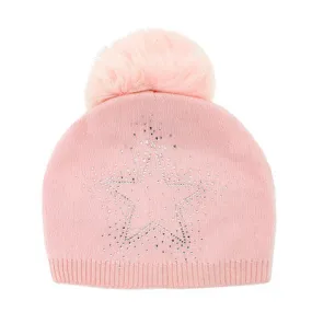 Mitchie's Matchings | Knit Slouch Hat with Star & Fox Fur Pompom | Women's