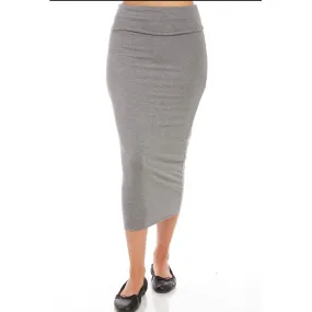 Modal Midi Slim Skirt: Heather Grey