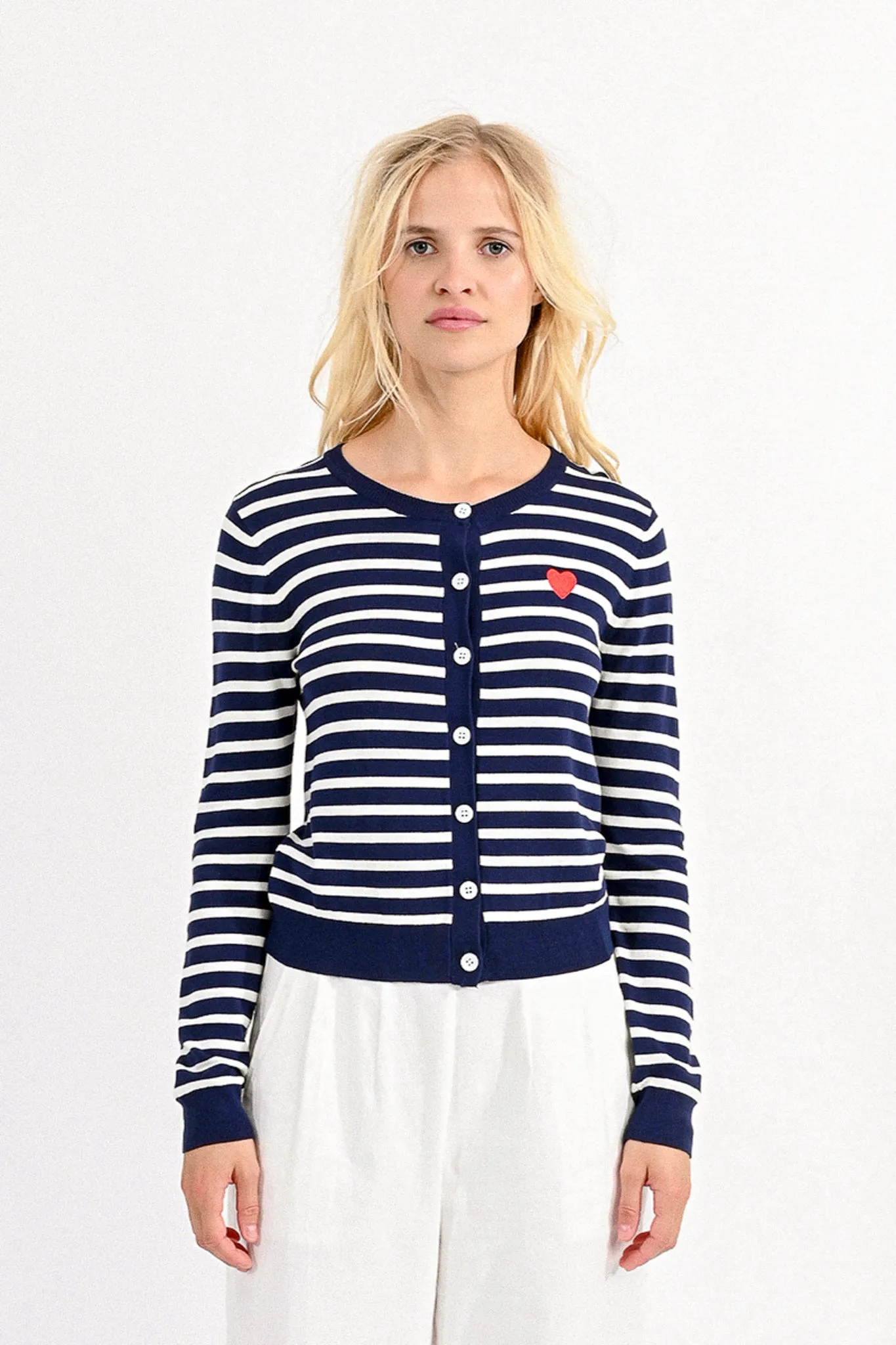 Molly Bracken Navy/White Striped Cardigan