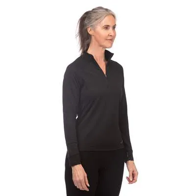 Mont Power Dry Zip Polo Womens Long Sleeve Thermal Top - Black