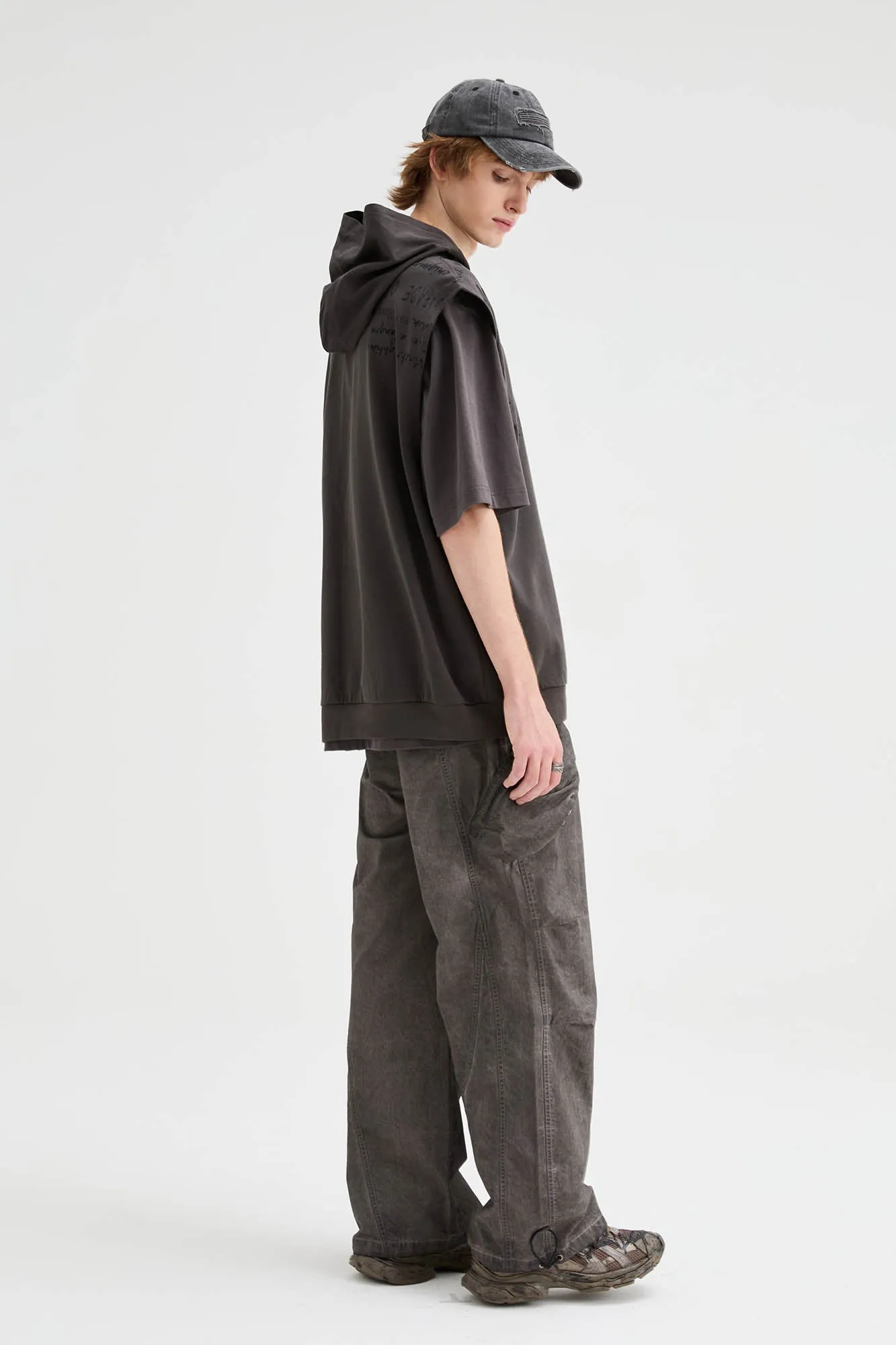 Multi-Pocket Crinkled Drawstring Cargo Pants