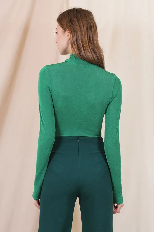 Nadia Mockneck Slinky Long Sleeve Bodysuit - Malachite