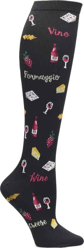 Nurse Mates Compression Sock - Wine and Cheese Please