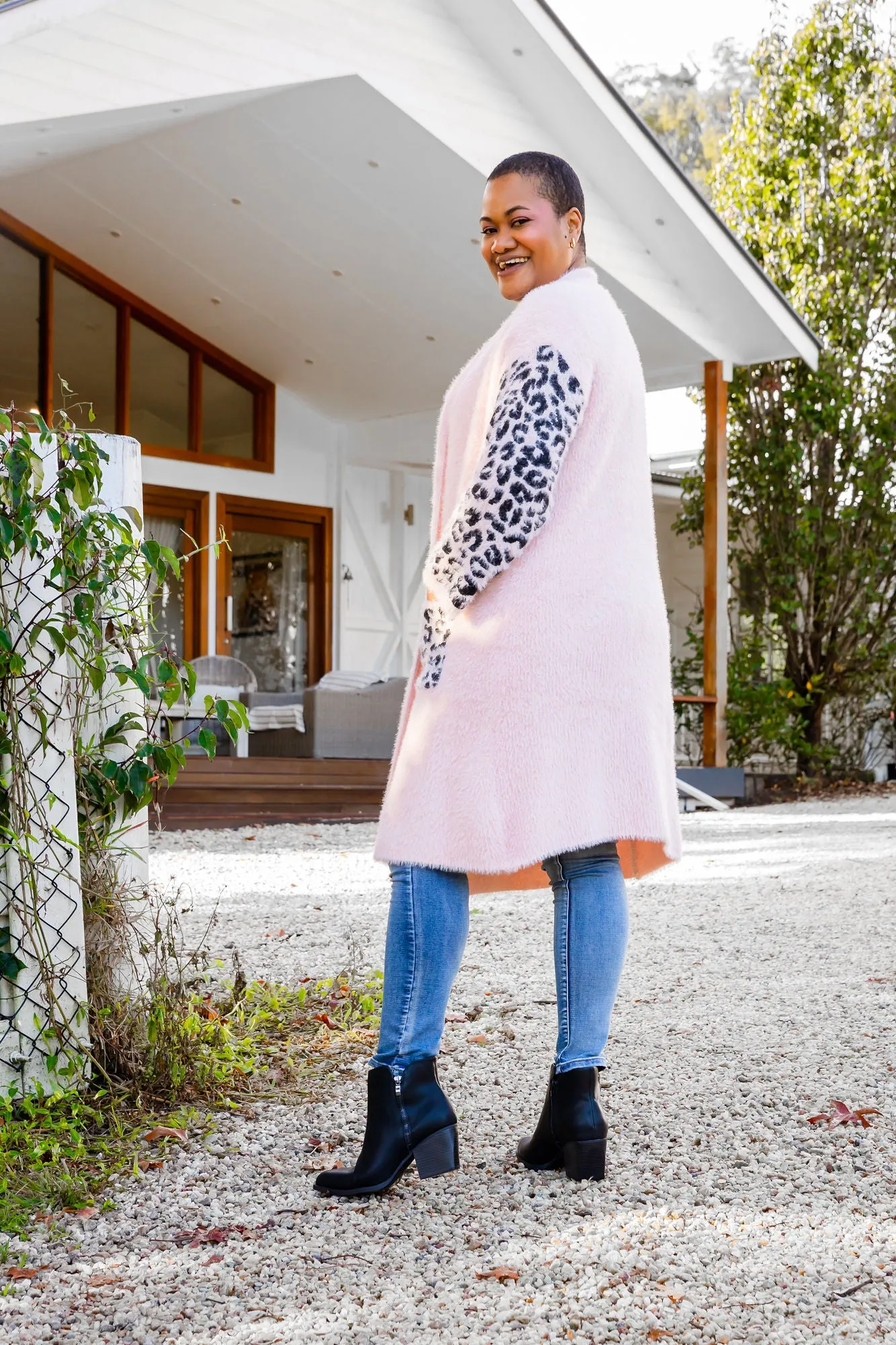 Oakland Leopard Cardigan in Blush