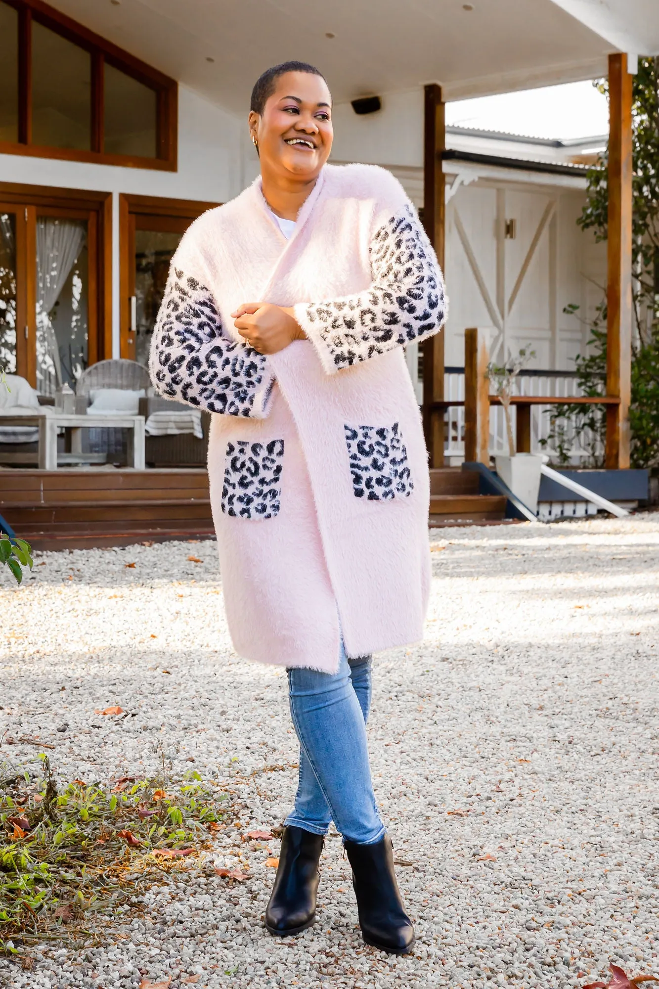 Oakland Leopard Cardigan in Blush