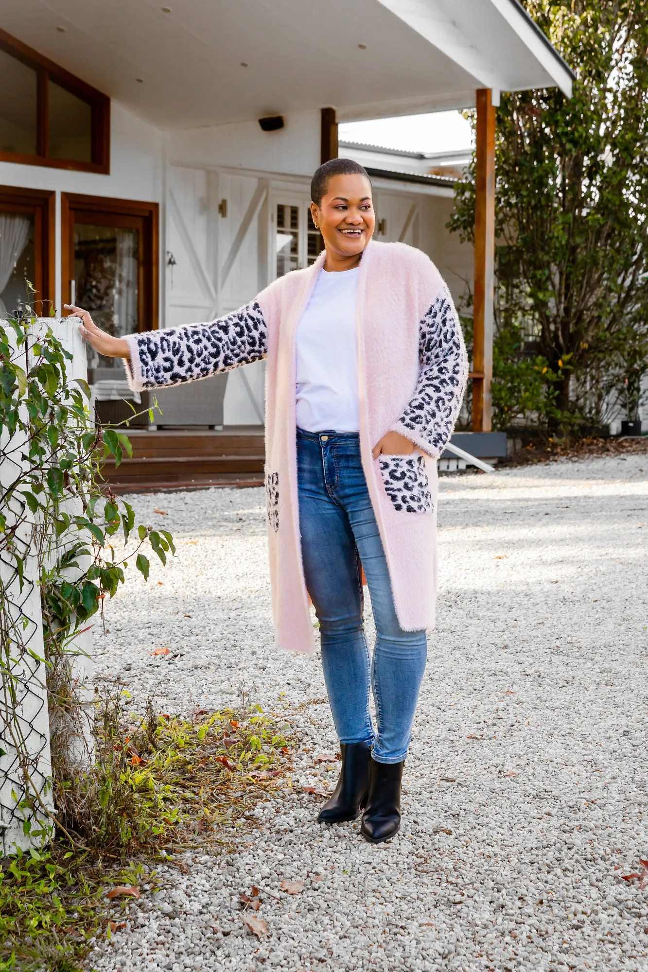 Oakland Leopard Cardigan in Blush