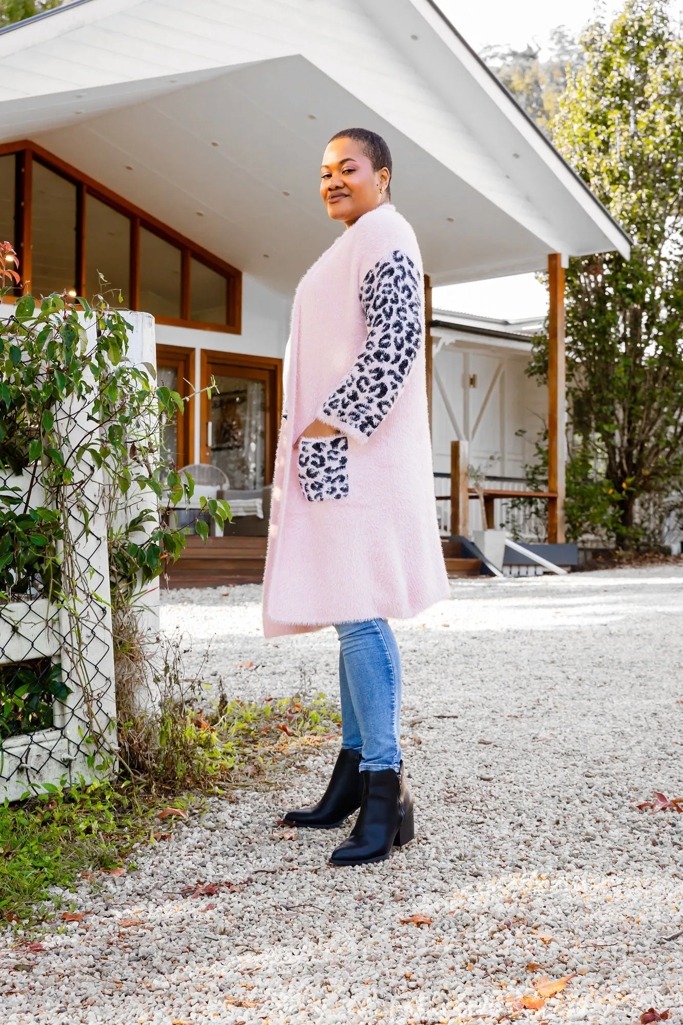 Oakland Leopard Cardigan in Blush