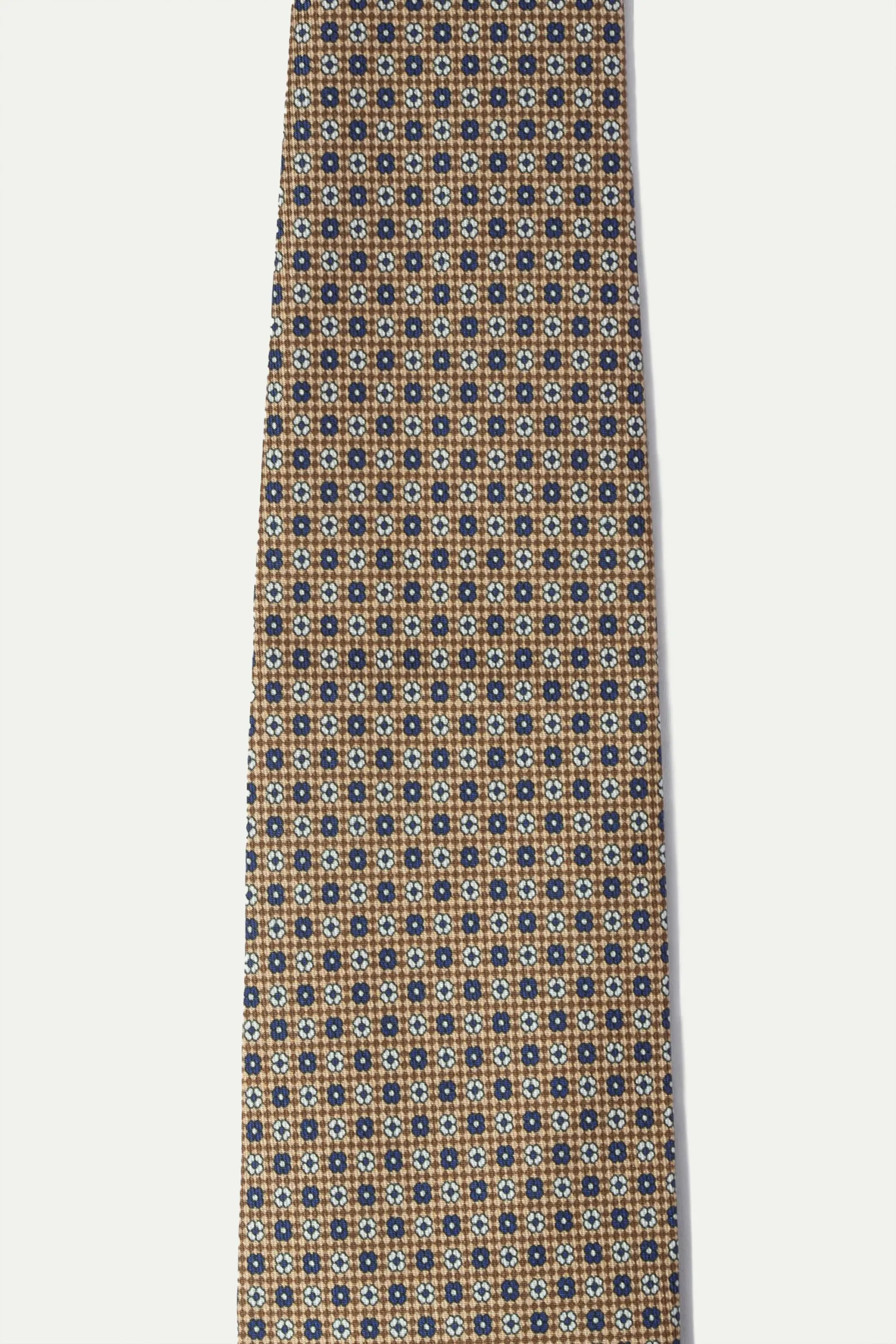 Ochre micro fancy silk tie - Made In Italy