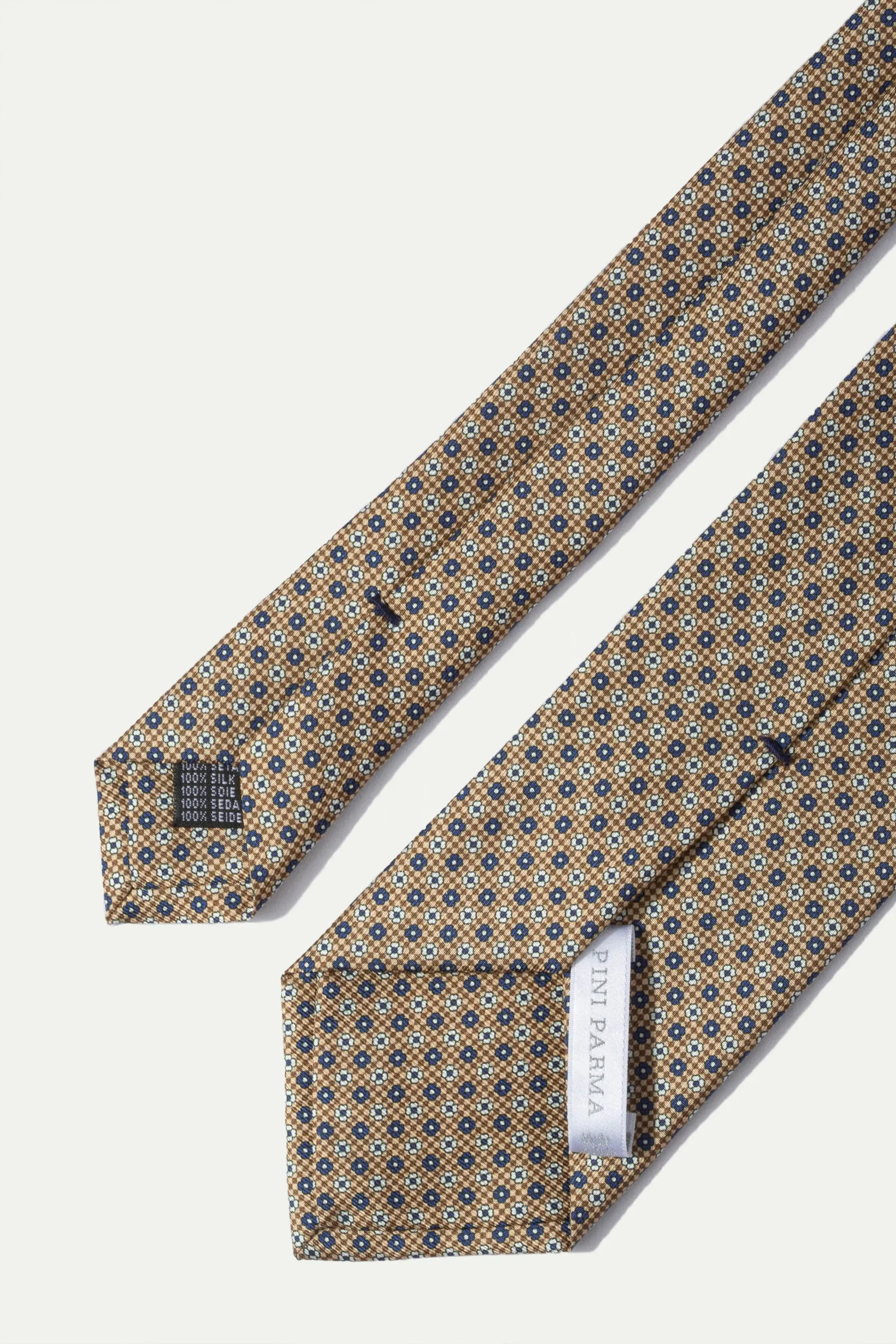 Ochre micro fancy silk tie - Made In Italy