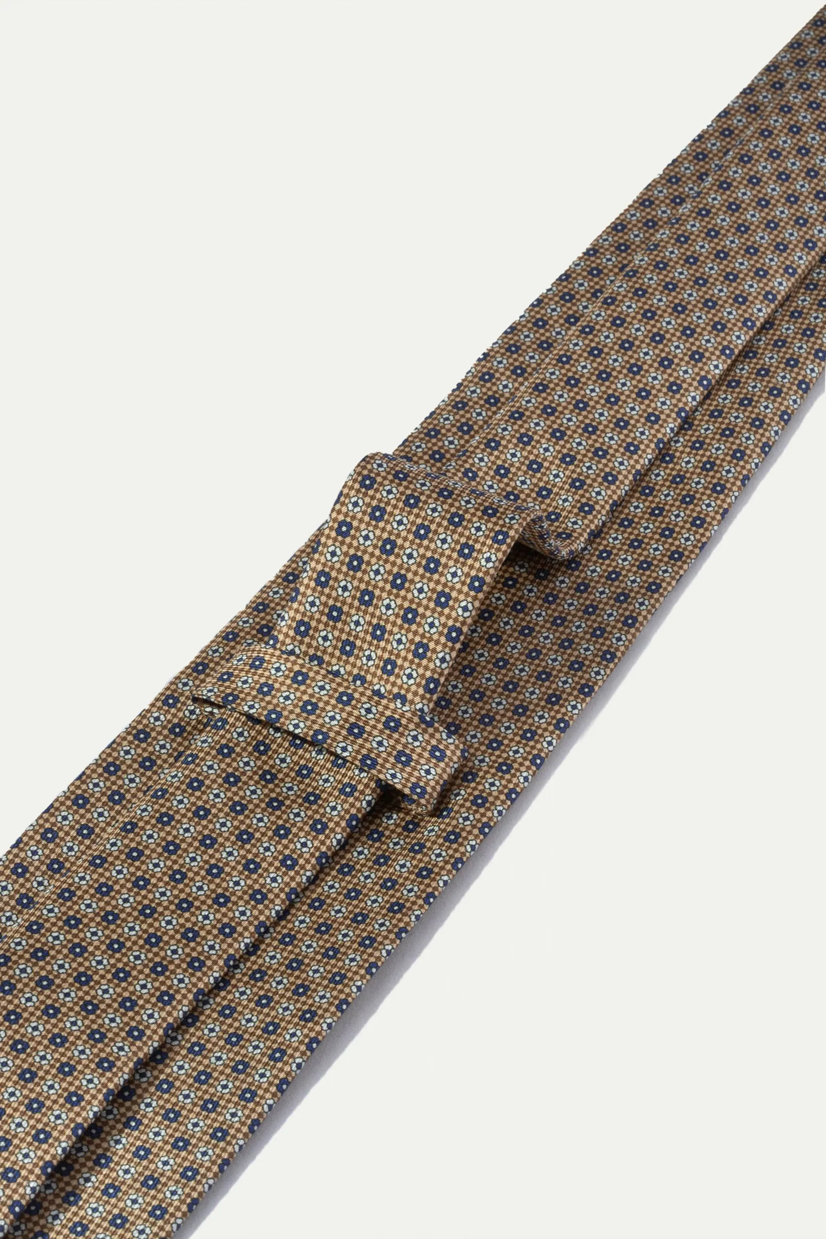 Ochre micro fancy silk tie - Made In Italy