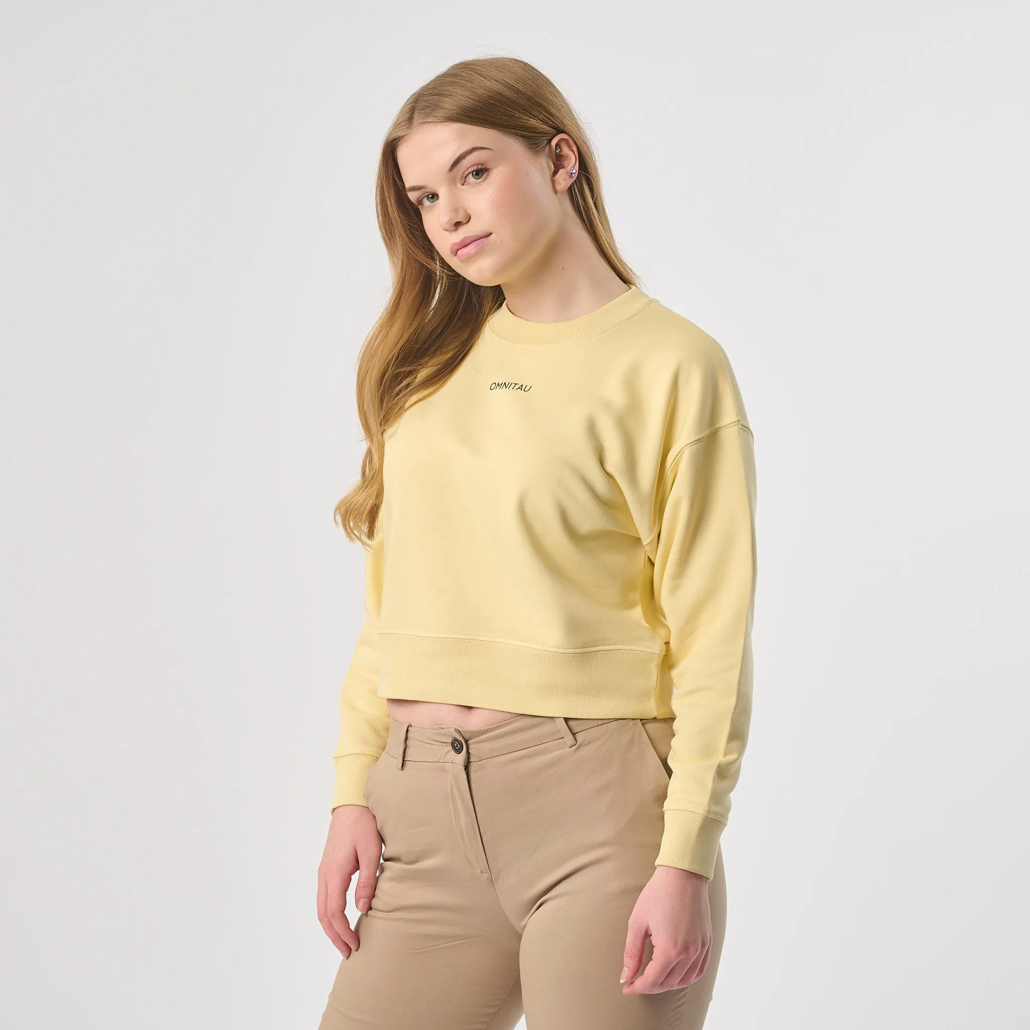 Omnitau Women's Organic Cotton Cropped Sweatshirt - Yellow