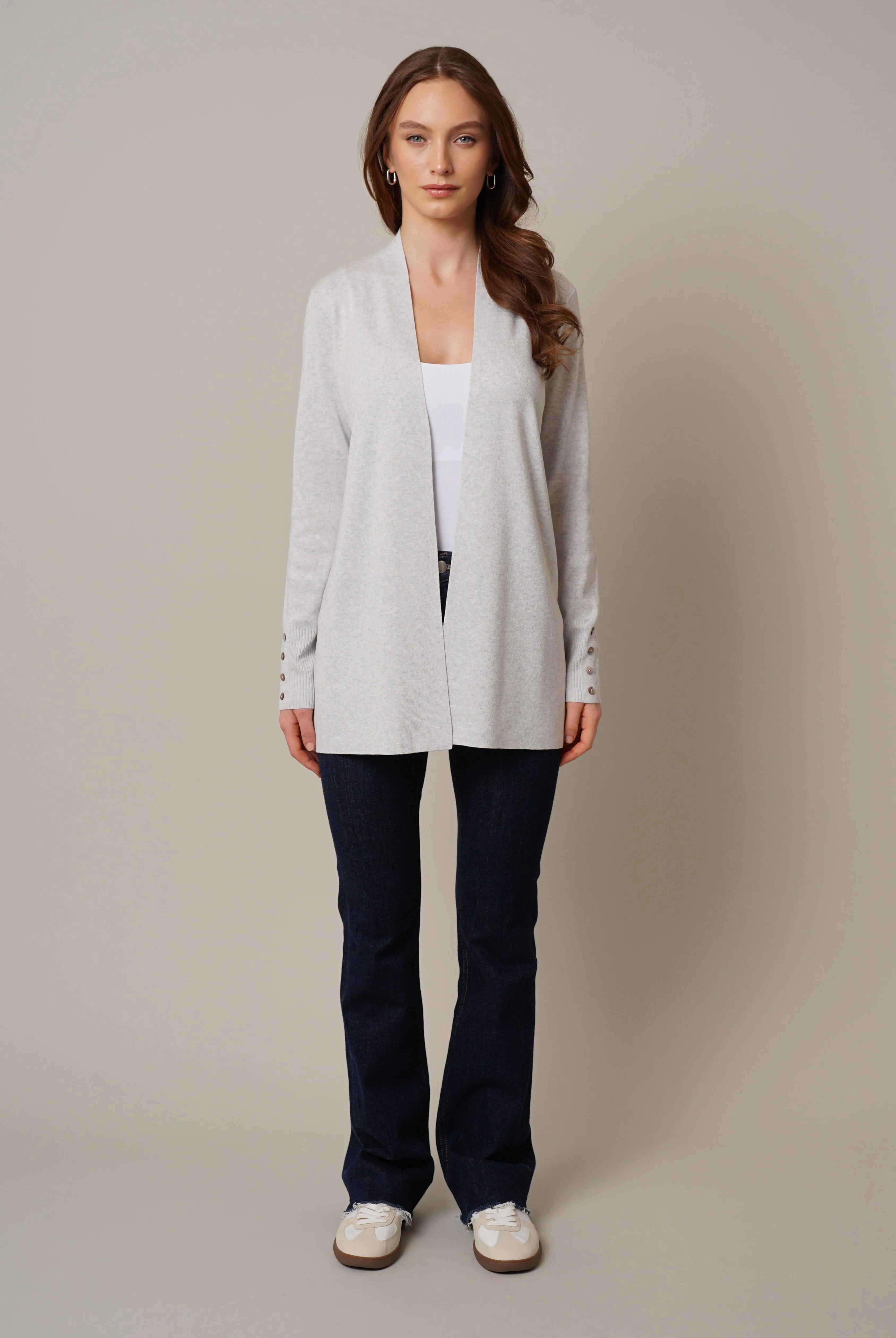 Open Cardigan with Shell Button