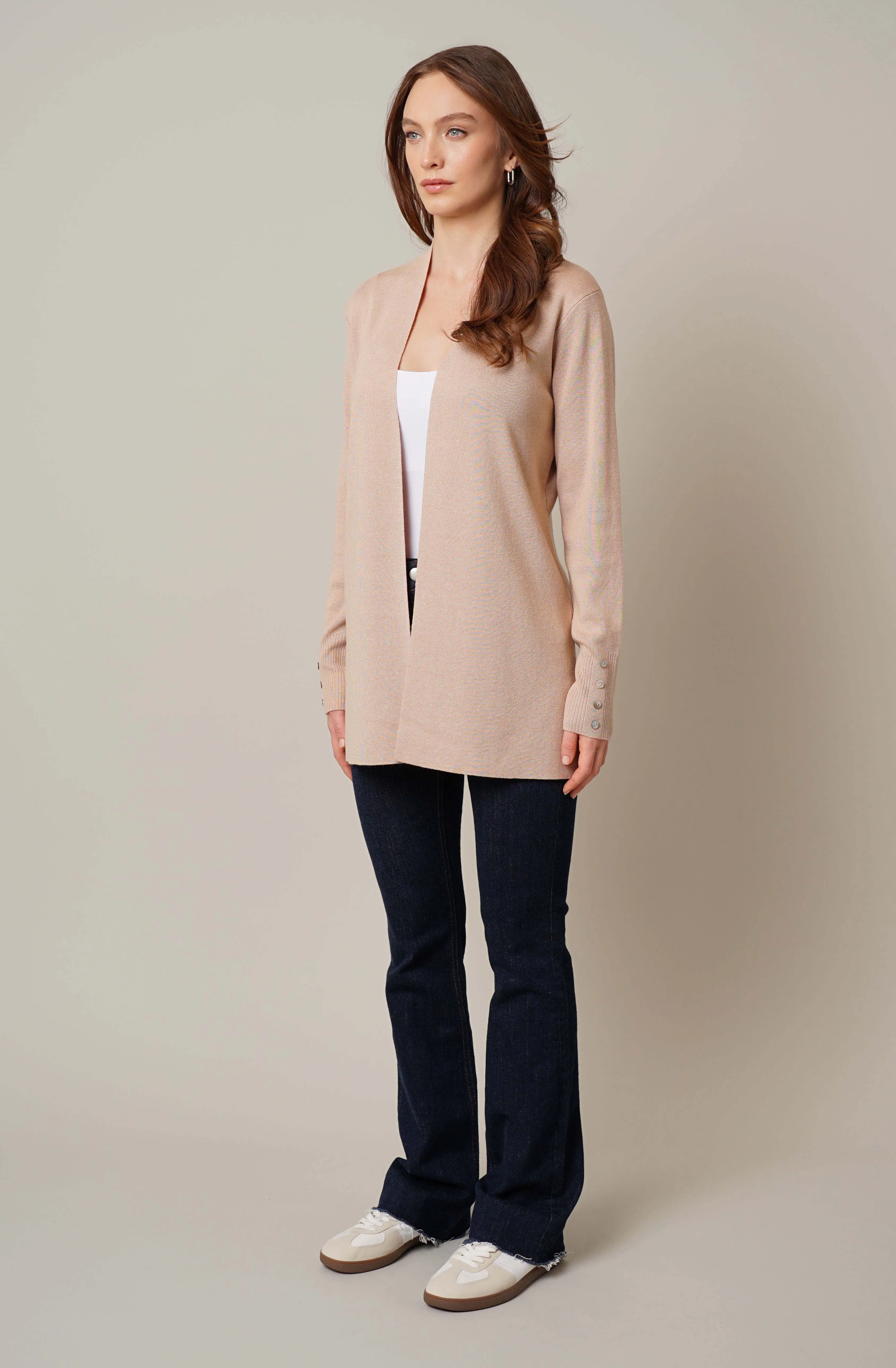 Open Cardigan with Shell Button