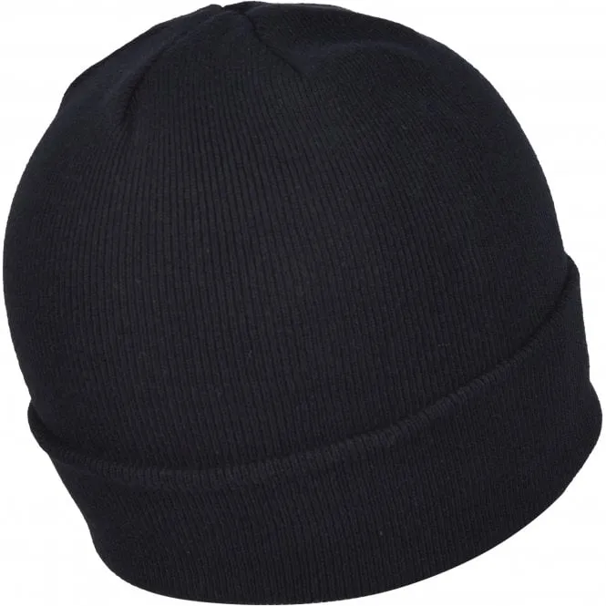 Organic Cotton Logo Patch Beanie Hat, Black