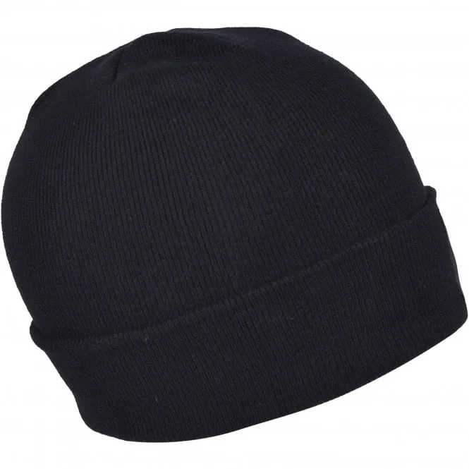 Organic Cotton Logo Patch Beanie Hat, Black