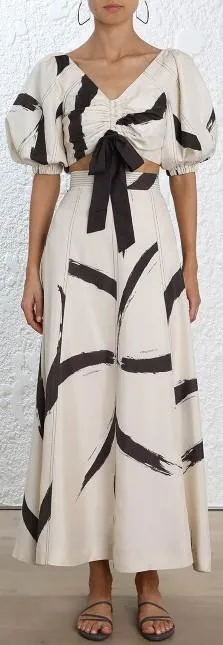 'Painted Heart' Ruched Crop-Top & Maxi Skirt Set