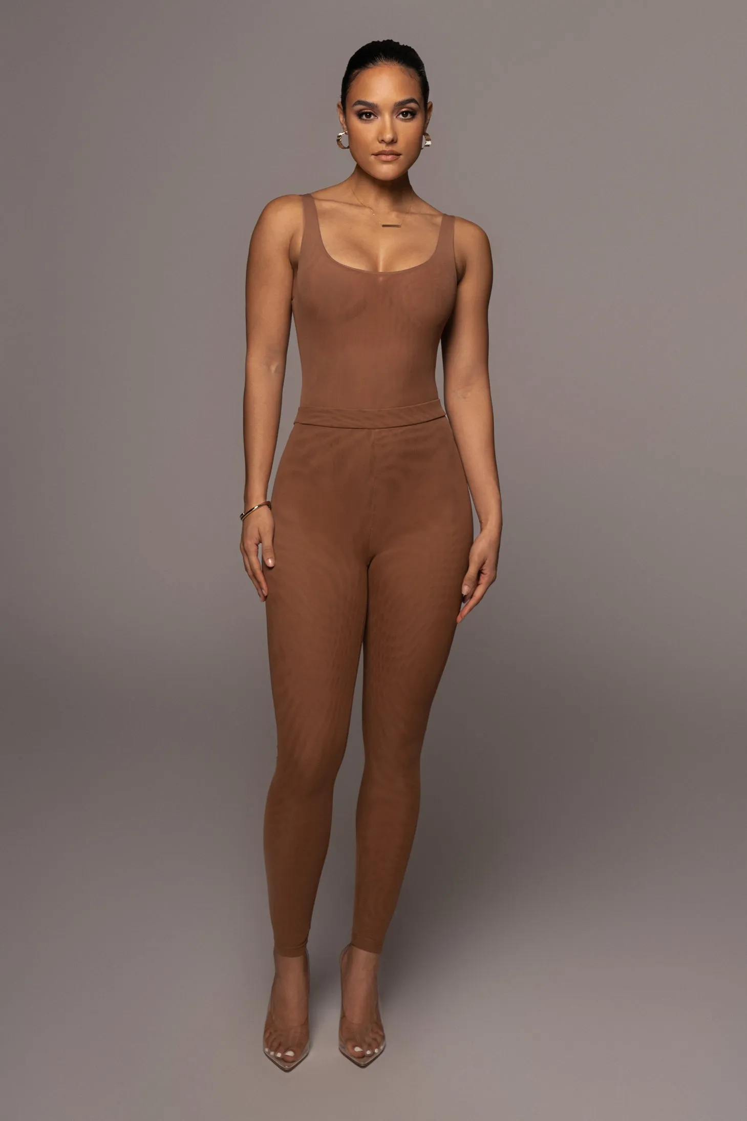 Pecan Mesh Essentials Tank Bodysuit Undergarment