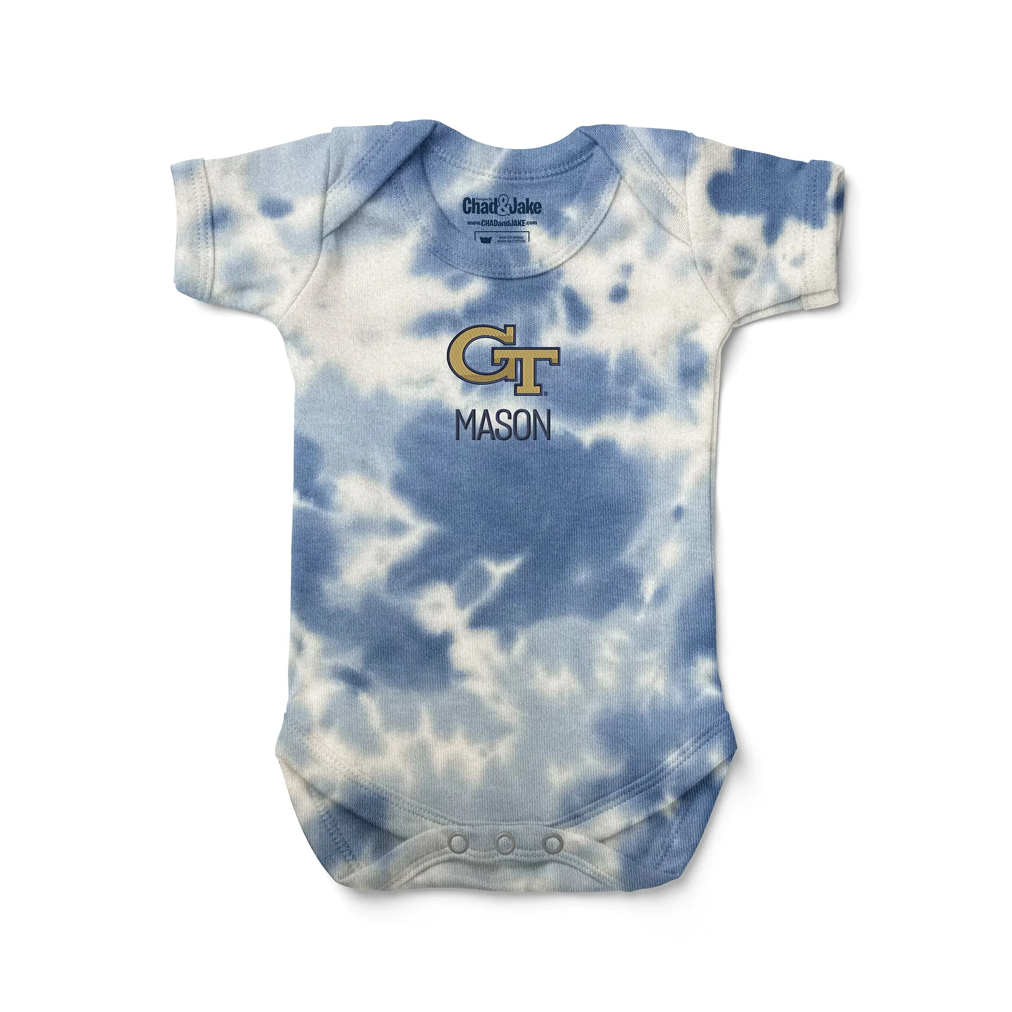 Personalized Georgia Tech Yellow Jackets Tie Dye Bodysuit