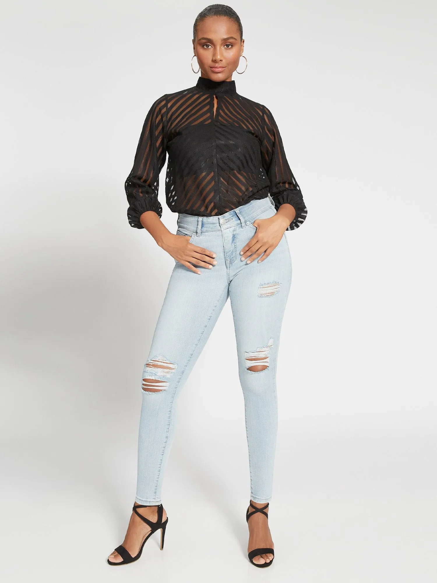 Petite Curvy High-Waisted Super-Skinny Jeans - Light Wash