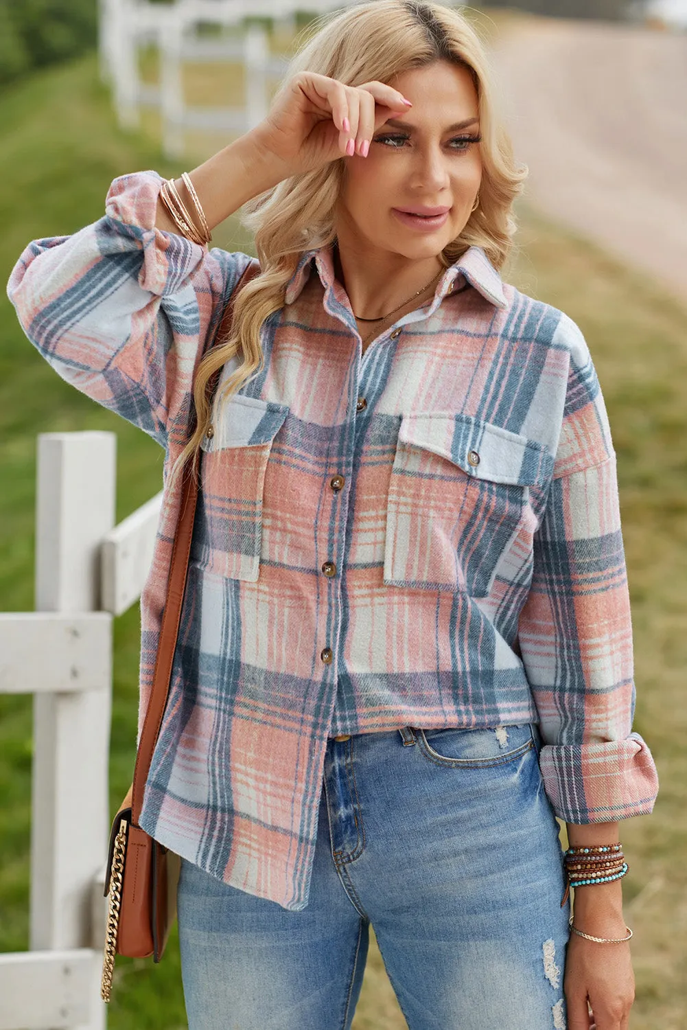 Plaid Dropped Shoulder Shacket