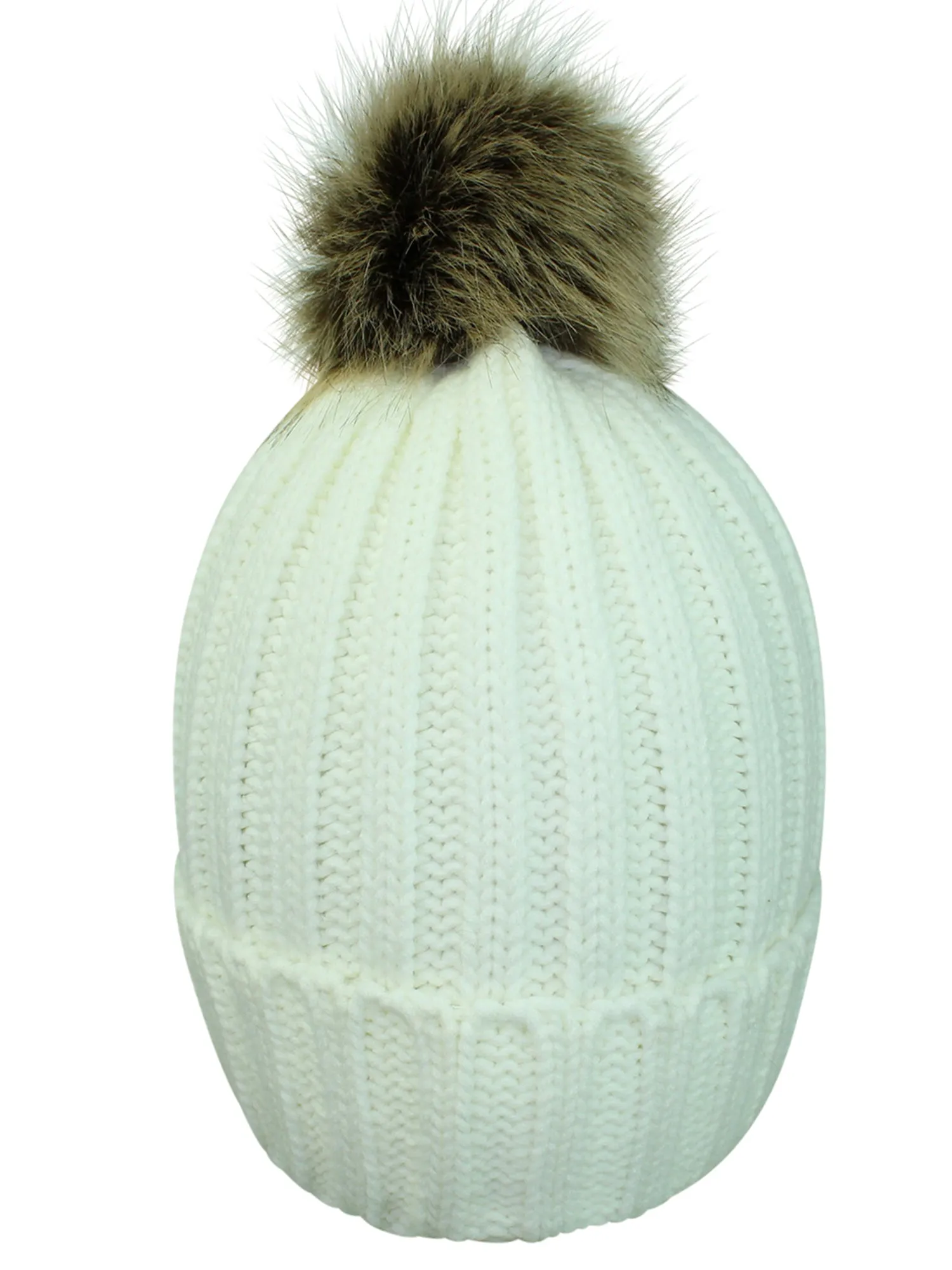 Posh Ribbed Knit Pom Pom Beanie Cap Hat